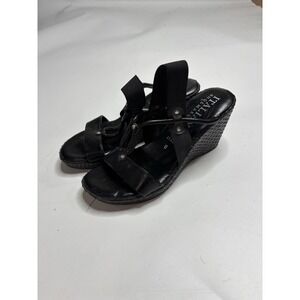 italian Shoemakers Women's 6 Wedge Heel Open Toe Strappy Toe Black Sexy Going